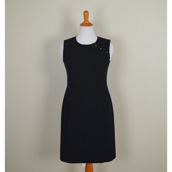 DKNY Button Shoulder Sheath Dress Black 10 - Picture 1 of 8